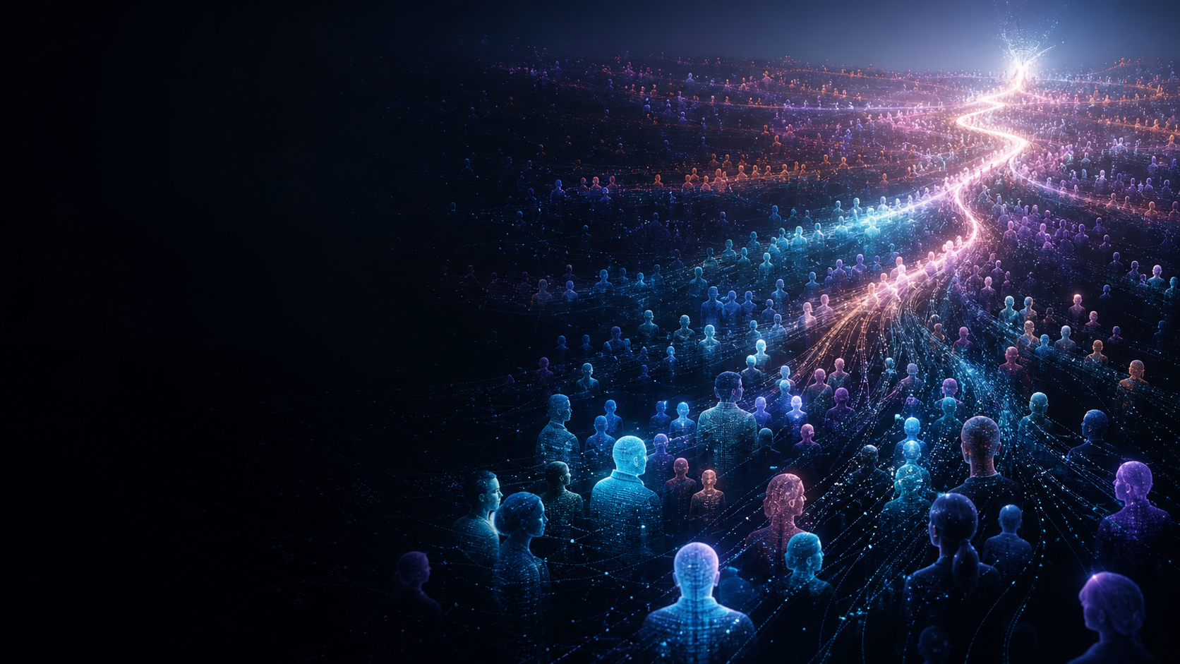 A simulated population of digital humans connected by behavioral signals